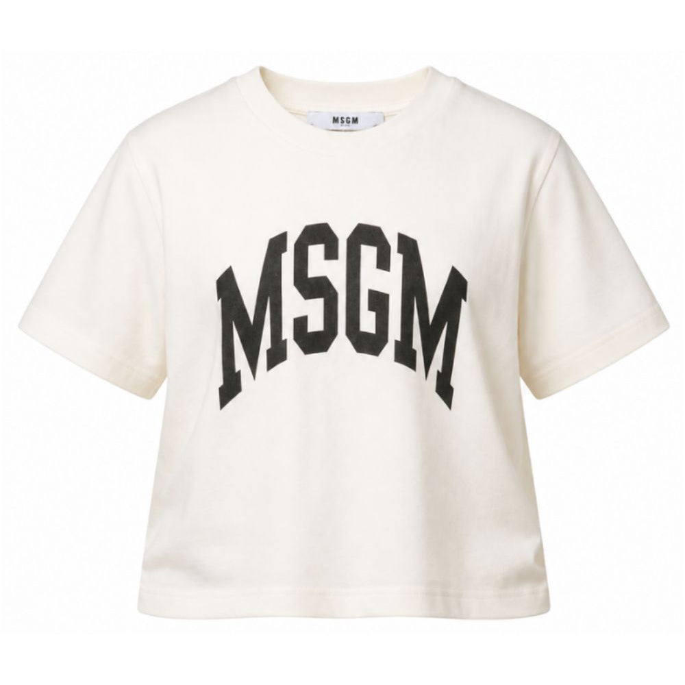 T-shirt per bambina MSGM Kids bianca con design crop F6MSJGTH042 013 MSGM KIDS