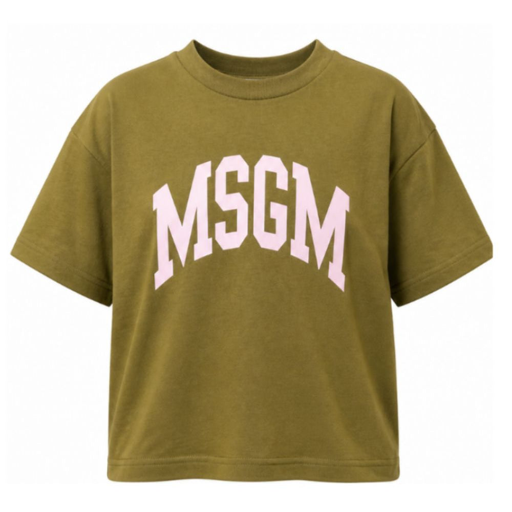 T-shirt per bambina MSGM Kids verde con design crop F6MSJGTH042 MS089 MSGM KIDS