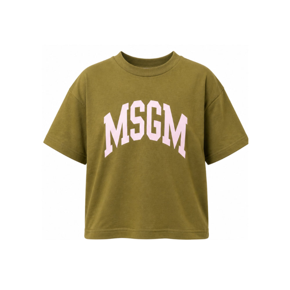 T-shirt per bambina MSGM Kids verde con design crop F6MSJGTH042 MS089 MSGM KIDS