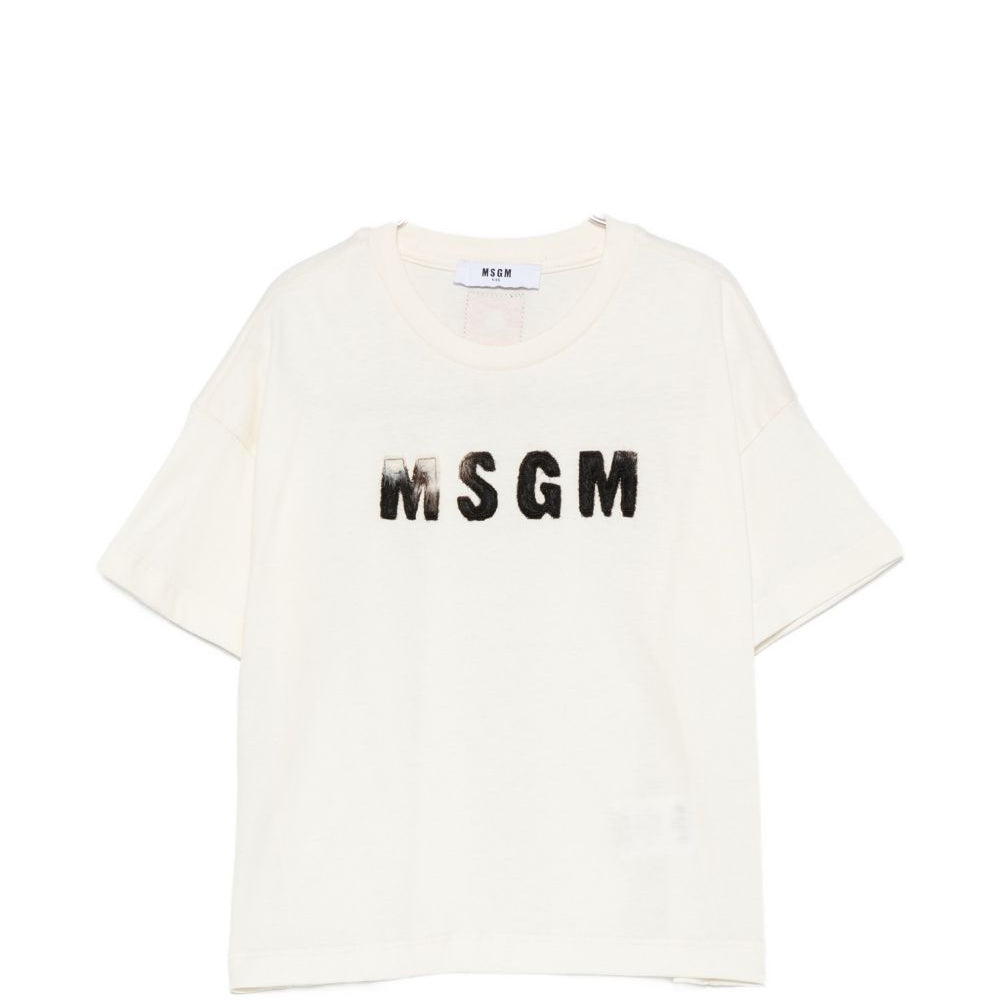 T-shirt per bambina MSGM Kids beige con patch logo F6MSJGTH067 013 MSGM KIDS