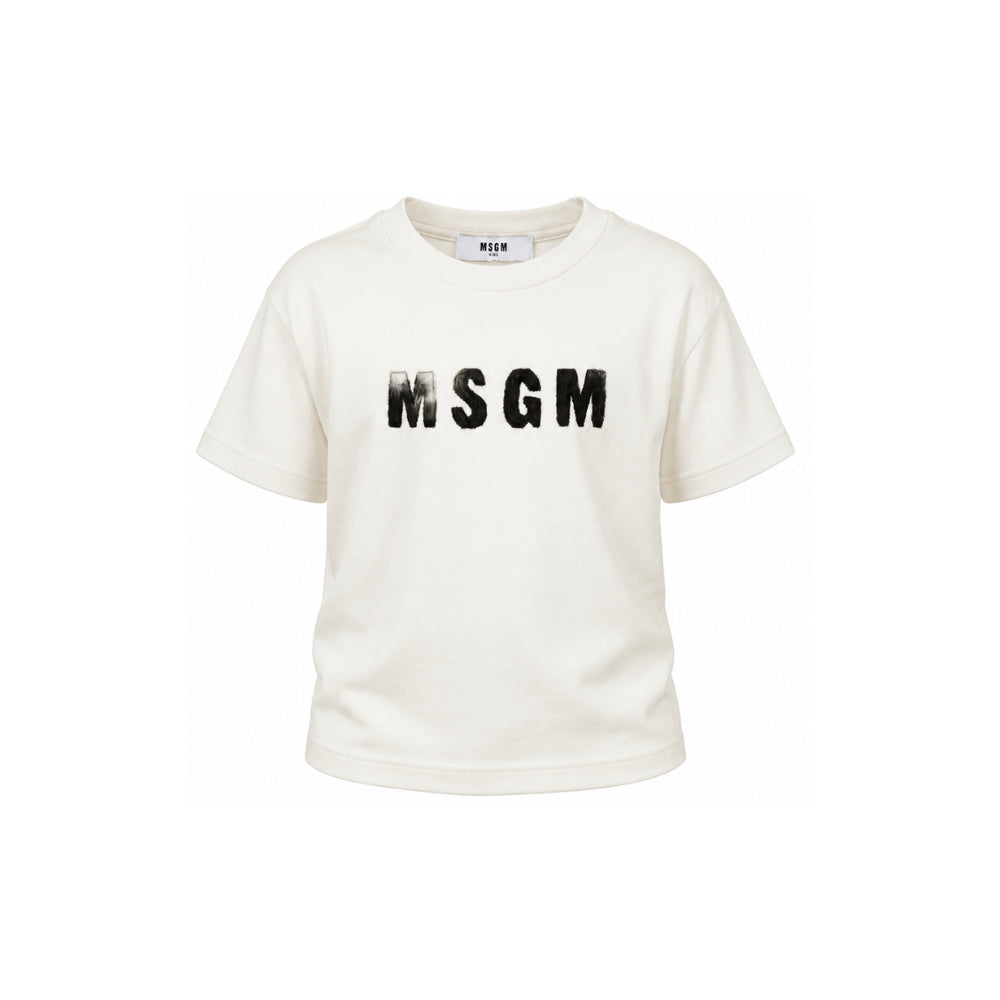 T-shirt per bambina MSGM Kids beige con patch logo F6MSJGTH067 013 MSGM KIDS