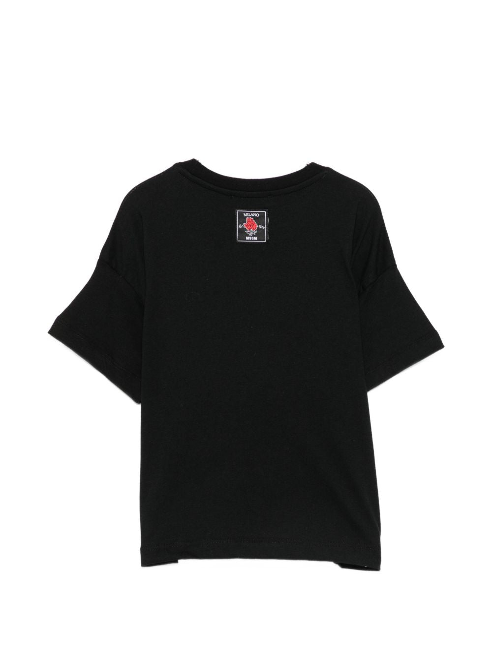T-shirt per bambina MSGM Kids nera con patch logo sul davanti F6MSJGTH067 110 MSGM KIDS