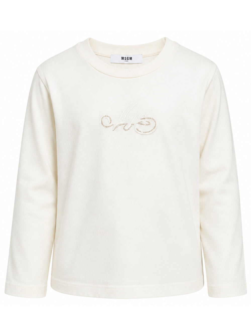 T-shirt per bambina MSGM Kids bianca avorio a maniche lunghe F6MSJGTH088 013 MSGM KIDS