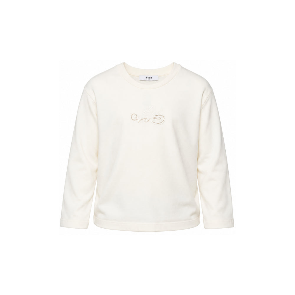 T-shirt per bambina MSGM Kids bianca avorio a maniche lunghe F6MSJGTH088 013 MSGM KIDS