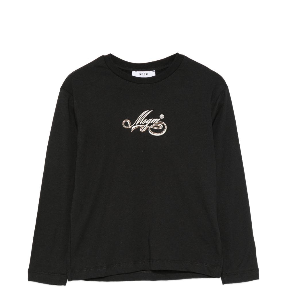 T-shirt per bambina MSGM Kids nero a maniche lunghe F6MSJGTH088 110 MSGM KIDS