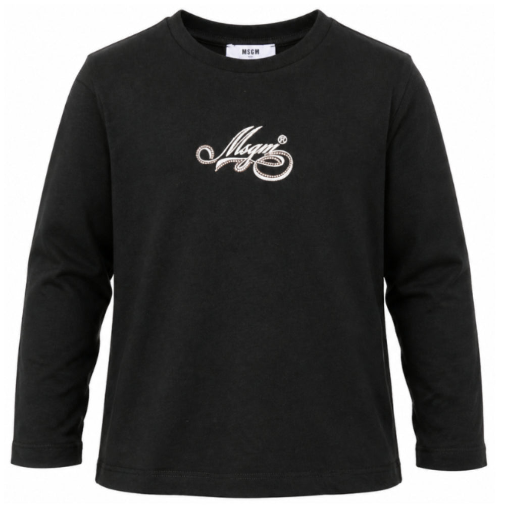 T-shirt per bambina MSGM Kids nero a maniche lunghe F6MSJGTH088 110 MSGM KIDS