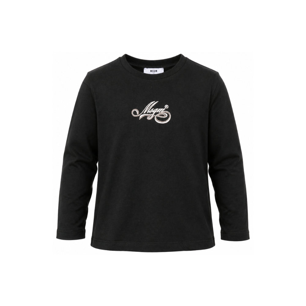 T-shirt per bambina MSGM Kids nero a maniche lunghe F6MSJGTH088 110 MSGM KIDS