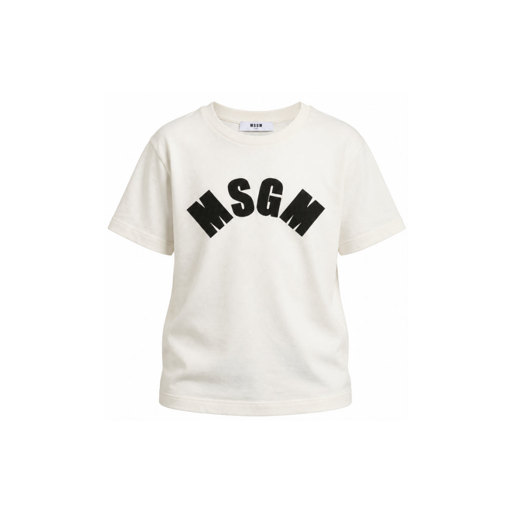T-shirt per bambina MSGM Kids bianca con patch logo F6MSJGTH096 013/05 MSGM KIDS