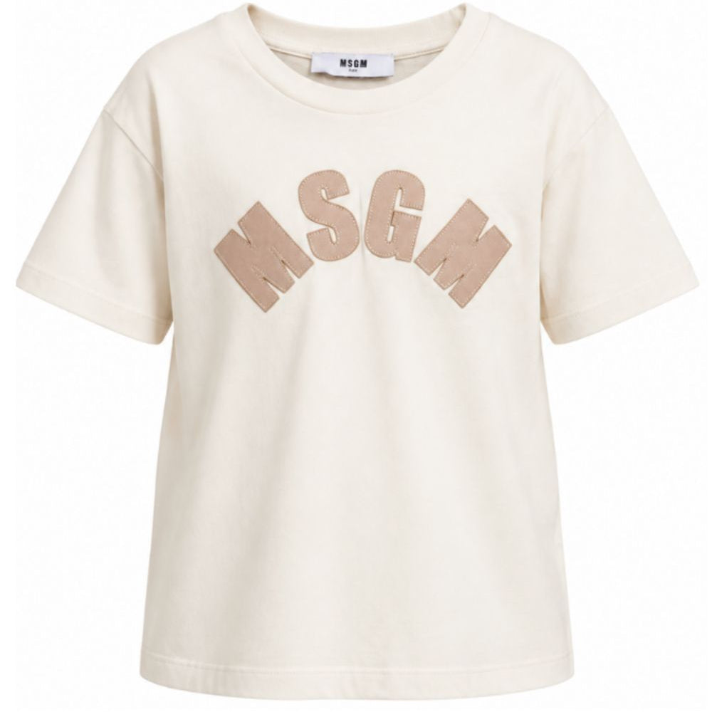 T-shirt per bambina MSGM Kids bianca con patch logo F6MSJGTH096 MS059 MSGM KIDS