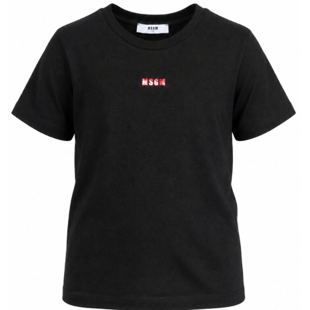 T-shirt per bambino MSGM Kids nera con logo sul davanti F6MSJGTH121 110 MSGM KIDS