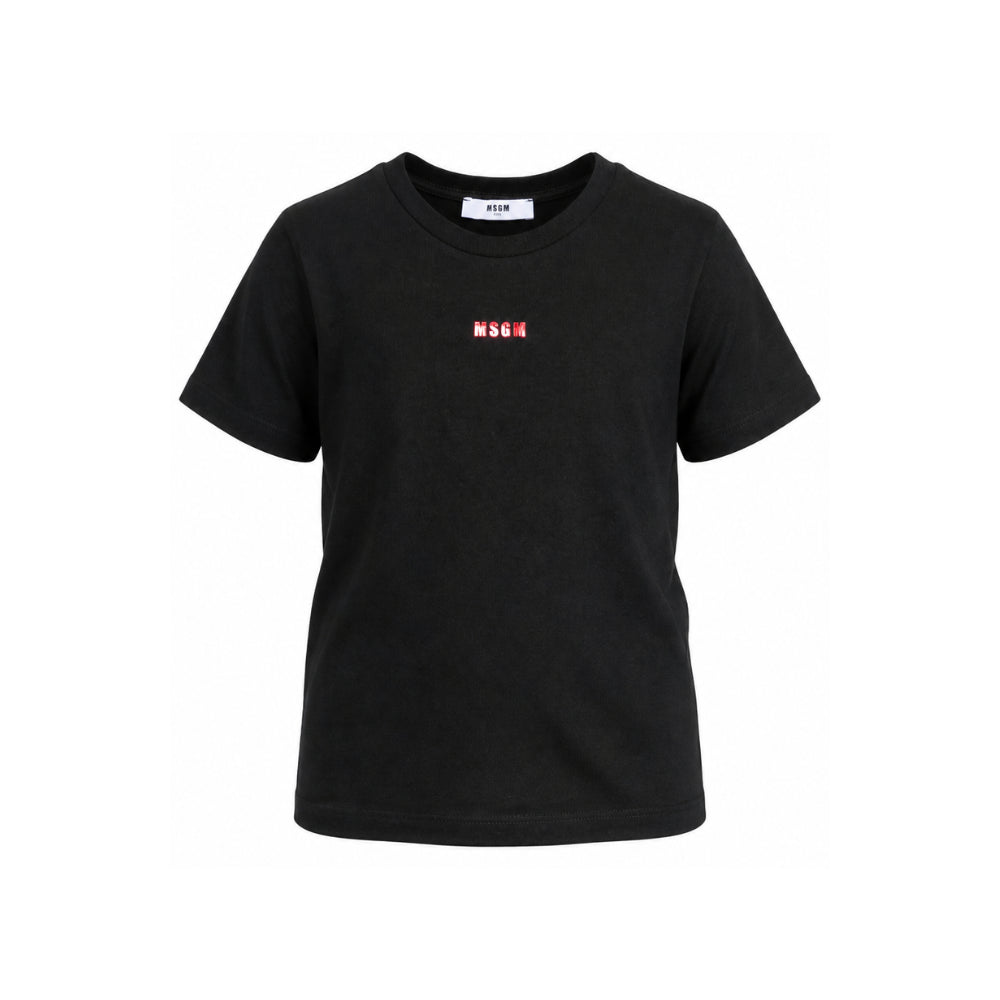 T-shirt per bambino MSGM Kids nera con logo sul davanti F6MSJGTH121 110 MSGM KIDS