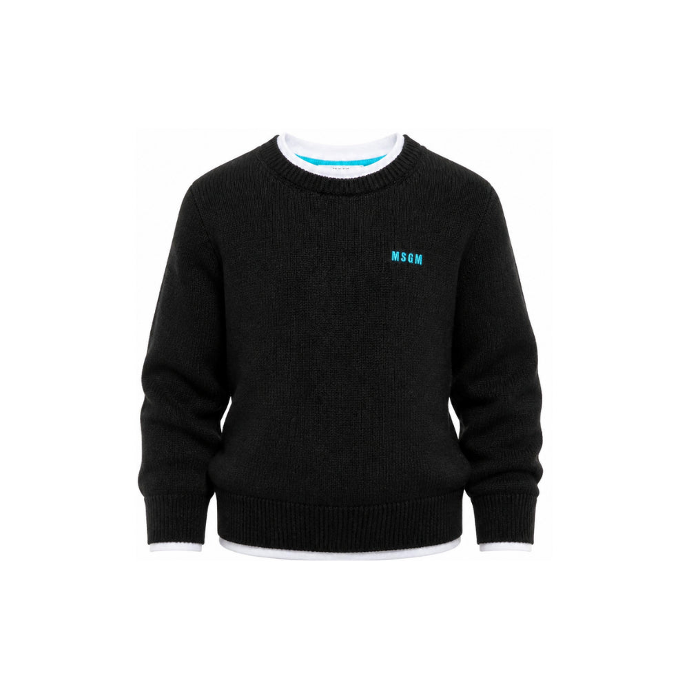 Maglione per bambino MSGM Kids nero con bordi a contrasto F6MSJUJP189 110 MSGM KIDS