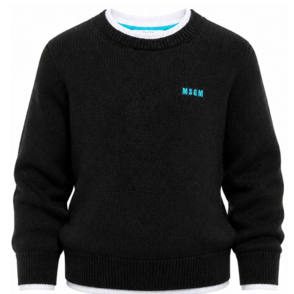 Maglione per bambino MSGM Kids nero con bordi a contrasto F6MSJUJP189 110 MSGM KIDS