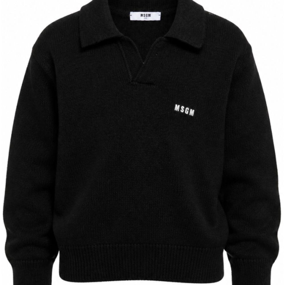 Maglione per bambino MSGM Kids nero con scollo a V F6MSJUJP326 110 MSGM KIDS