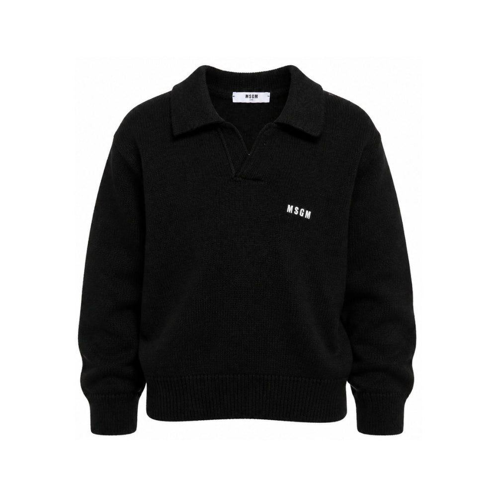 Maglione per bambino MSGM Kids nero con scollo a V F6MSJUJP326 110 MSGM KIDS