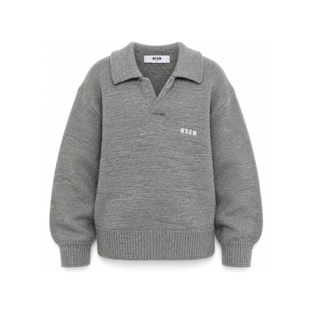 Maglione per bambino MSGM Kids grigio con scollo a V F6MSJUJP326 271 MSGM KIDS