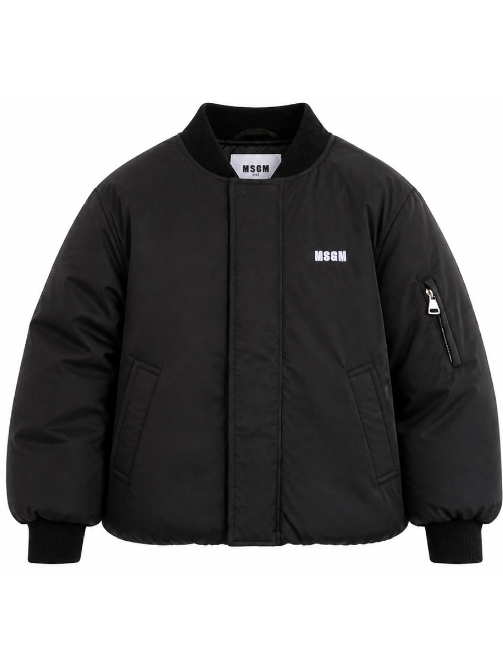 Giubbino per bambino Msgm Kids nero con stampa logo sul davanti F6MSJUPF002 110 MSGM KIDS