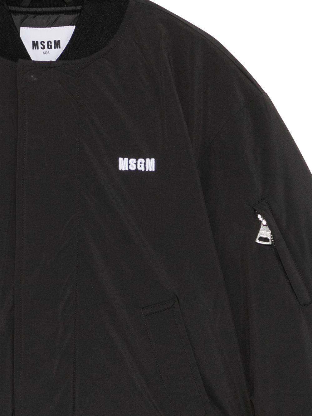Giubbino per bambino Msgm Kids nero con stampa logo sul davanti F6MSJUPF002 110 MSGM KIDS