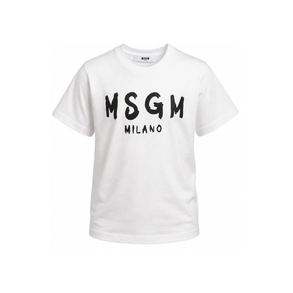 T-shirt per bambini MSGM Kids bianca con stampa grafica logo F6MSJUTH010 001 MSGM KIDS