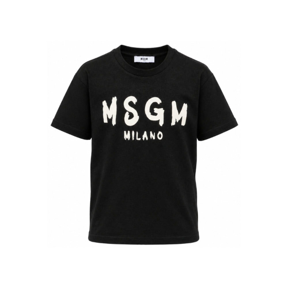 T-shirt per bambini MSGM Kids nera con stampa grafica logo F6MSJUTH010 110 MSGM KIDS