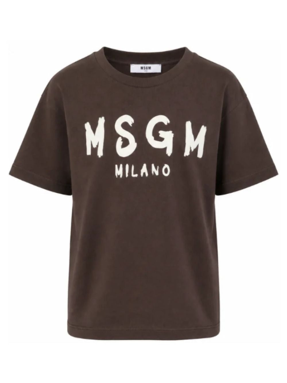 T-shirt per bambini MSGM Kids marrone con stampa grafica logo F6MSJUTH010 943 MSGM KIDS