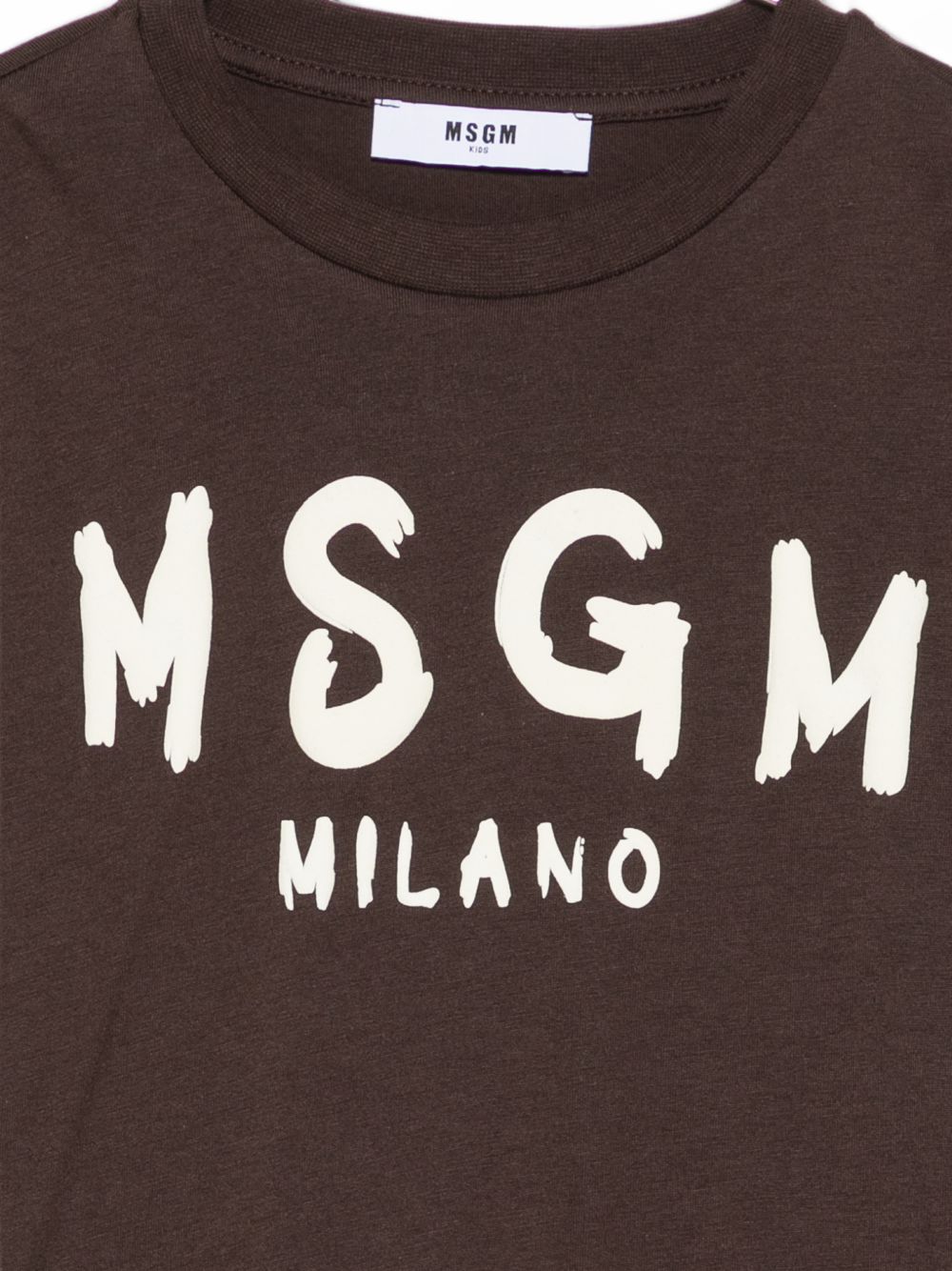 T-shirt per bambini MSGM Kids marrone con stampa grafica logo F6MSJUTH010 943 MSGM KIDS
