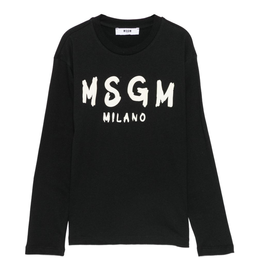 T-shirt per bambini MSGM Kids nera con stampa grafica F6MSJUTH012 110 MSGM KIDS