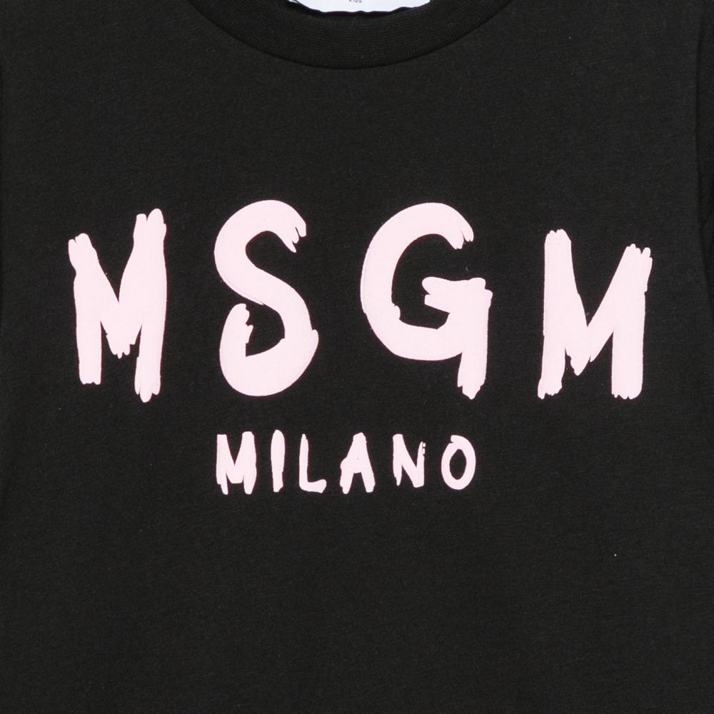T-shirt per bambini MSGM Kids nera con stampa grafica F6MSJUTH012 MS092 MSGM KIDS