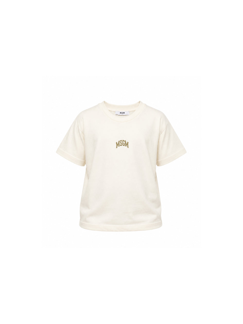 T-shirt per bambini MSGM Kids bianco avorio con stampa del logo F6MSJUTH027 013 MSGM KIDS