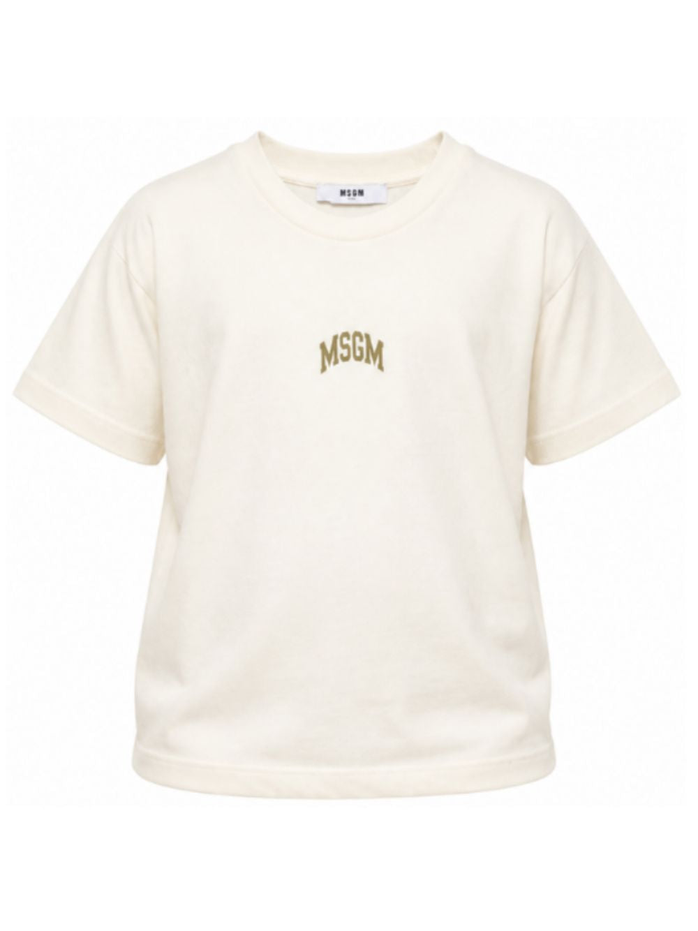 T-shirt per bambini MSGM Kids bianco avorio con stampa del logo F6MSJUTH027 013 MSGM KIDS