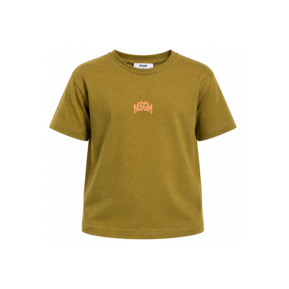 T-shirt per bambini MSGM Kids verde con stampa del logo F6MSJUTH027 MS089 MSGM KIDS