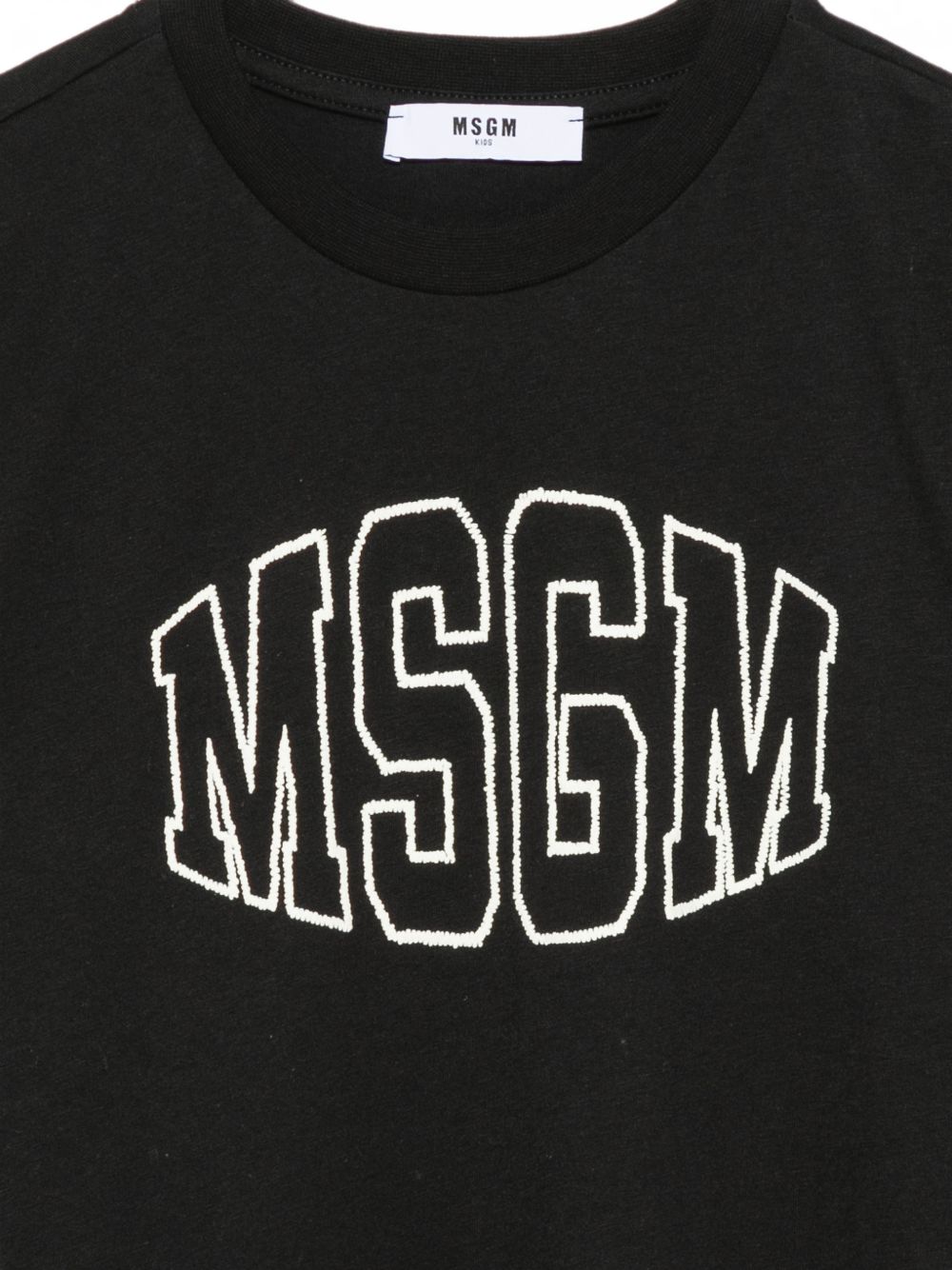 T-shirt per bambini MSGM Kids nera con logo ricamato F6MSJUTH038 110 MSGM KIDS