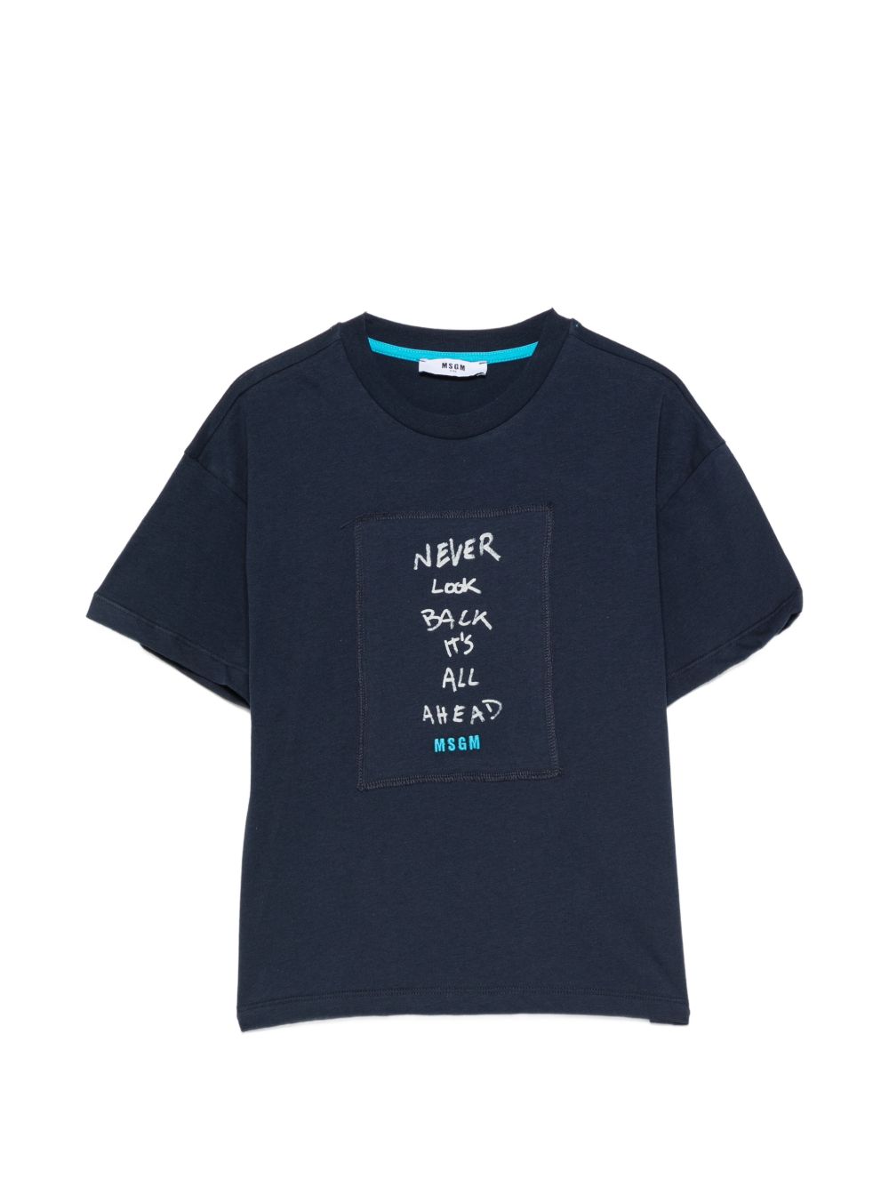T-shirt per bambino MSGM Kids blu con applicazione sul davanti F6MSJUTH195 MS032 MSGM KIDS