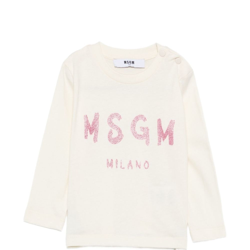 T-shirt per neonata MSGM Kids bianca con logo sul davanti F6MSNGTH367 013 MSGM KIDS