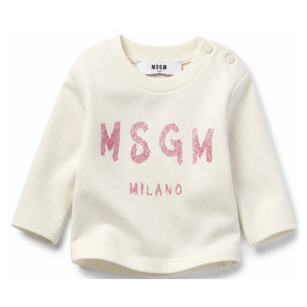 T-shirt per neonata MSGM Kids bianca con logo sul davanti F6MSNGTH367 013 MSGM KIDS
