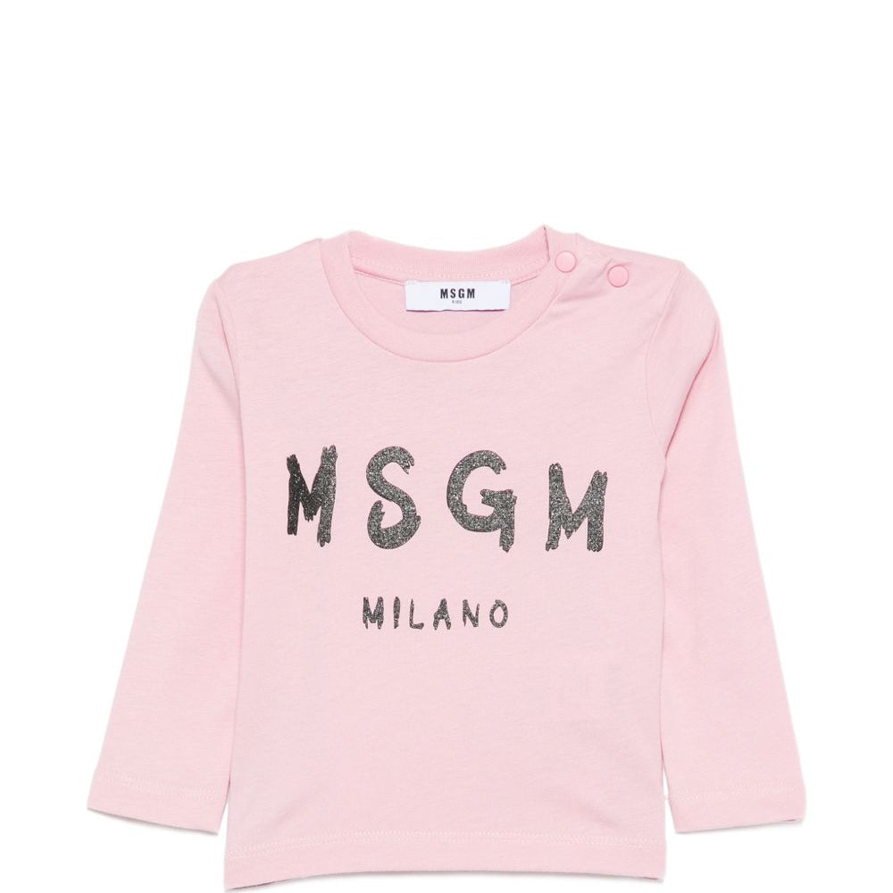 T-shirt per neonata MSGM Kids rosa con logo sul davanti F6MSNGTH367 MS090 MSGM KIDS