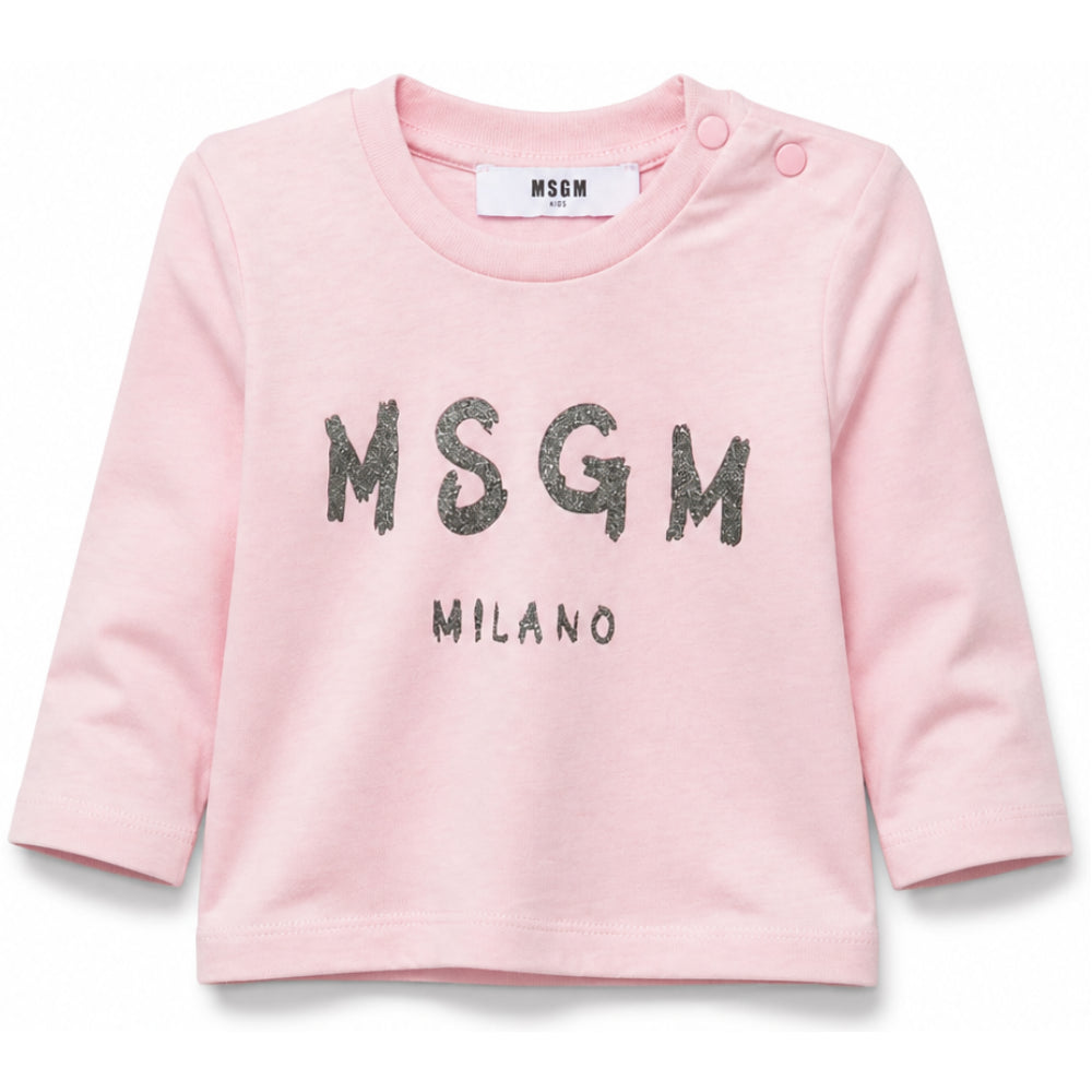 T-shirt per neonata MSGM Kids rosa con logo sul davanti F6MSNGTH367 MS090 MSGM KIDS