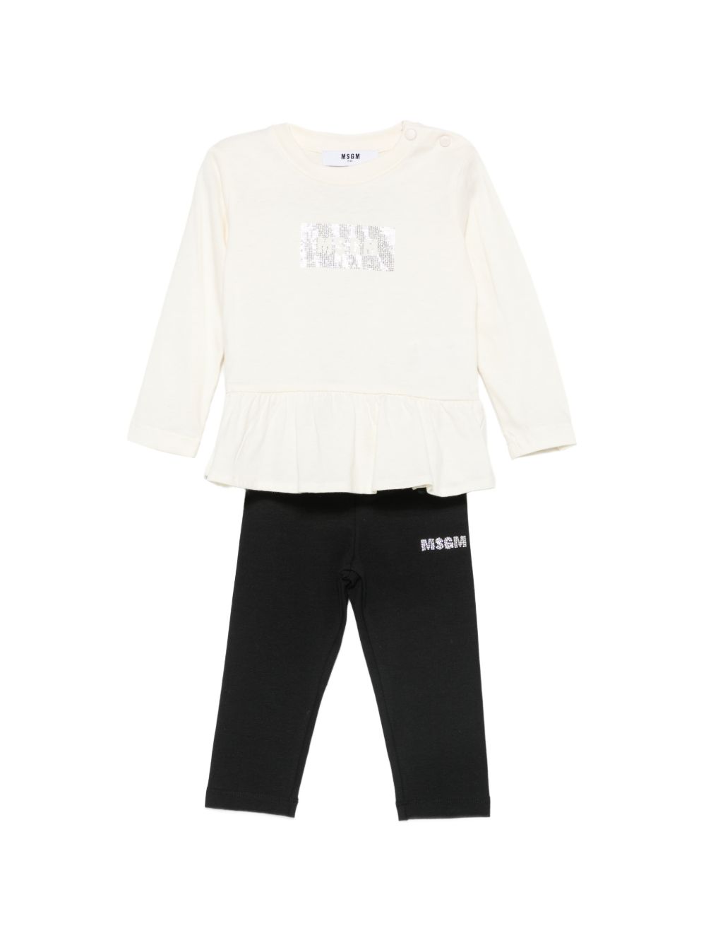 Completo per neonata MSGM Kids bianco e nero con logo sul davanti F6MSNGTL328 013/05 MSGM KIDS