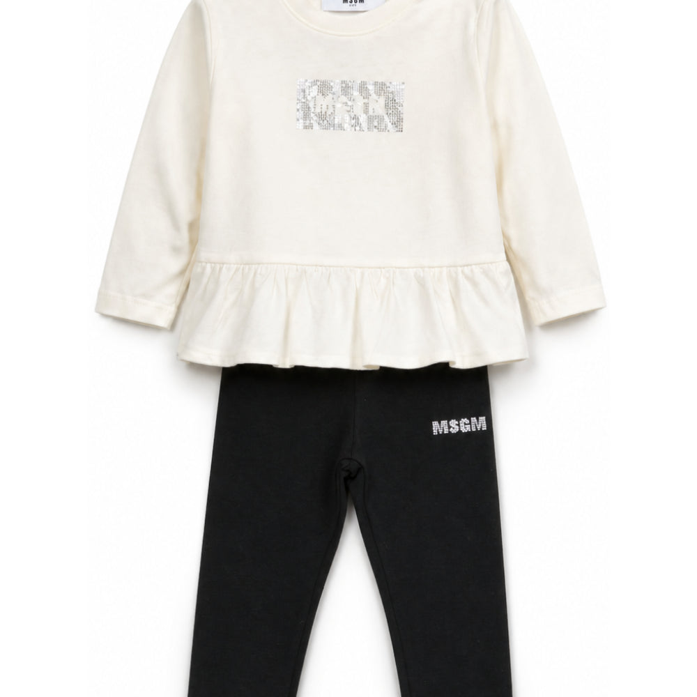 Completo per neonata MSGM Kids bianco e nero con logo sul davanti F6MSNGTL328 013/05 MSGM KIDS