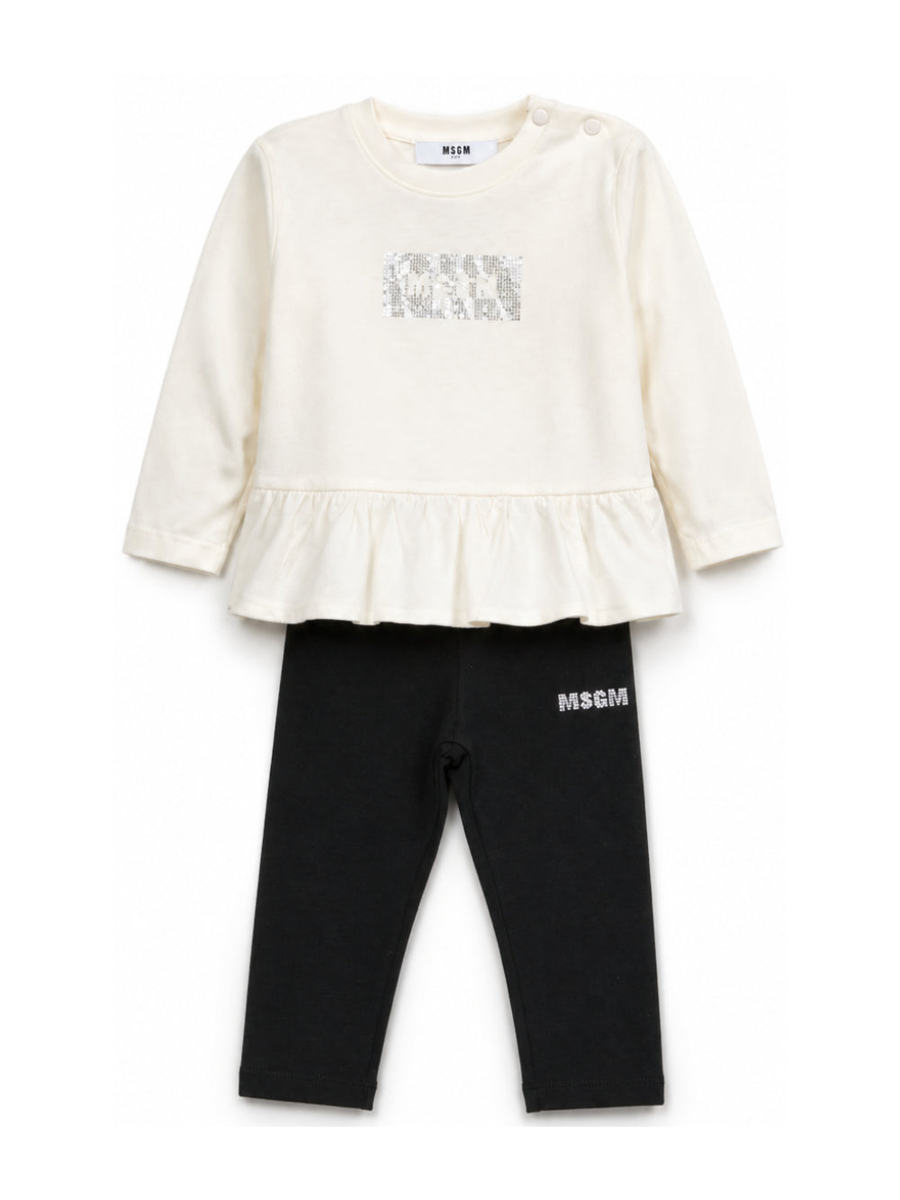 Completo per neonata MSGM Kids bianco e nero con logo sul davanti F6MSNGTL328 013/05 MSGM KIDS