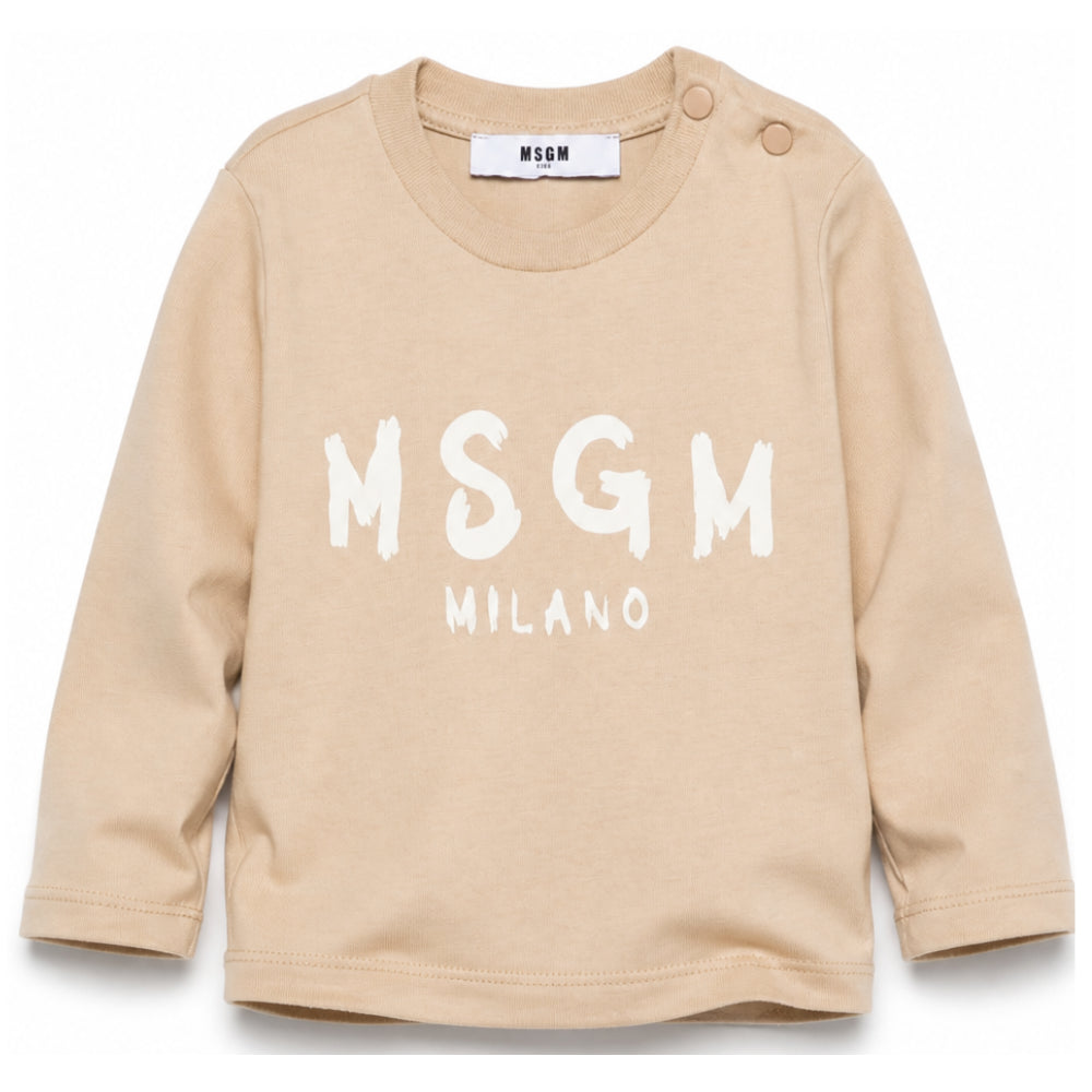 T-shirt per neonato Msgm Kids beige con stampa logo sul davanti F6MSUNTH345 MS030 MSGM KIDS