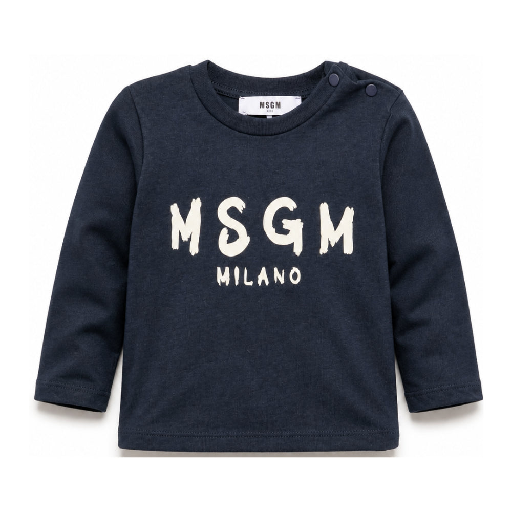 T-shirt per neonato Msgm Kids blu navy con stampa logo sul davanti F6MSUNTH345 MS032 MSGM KIDS