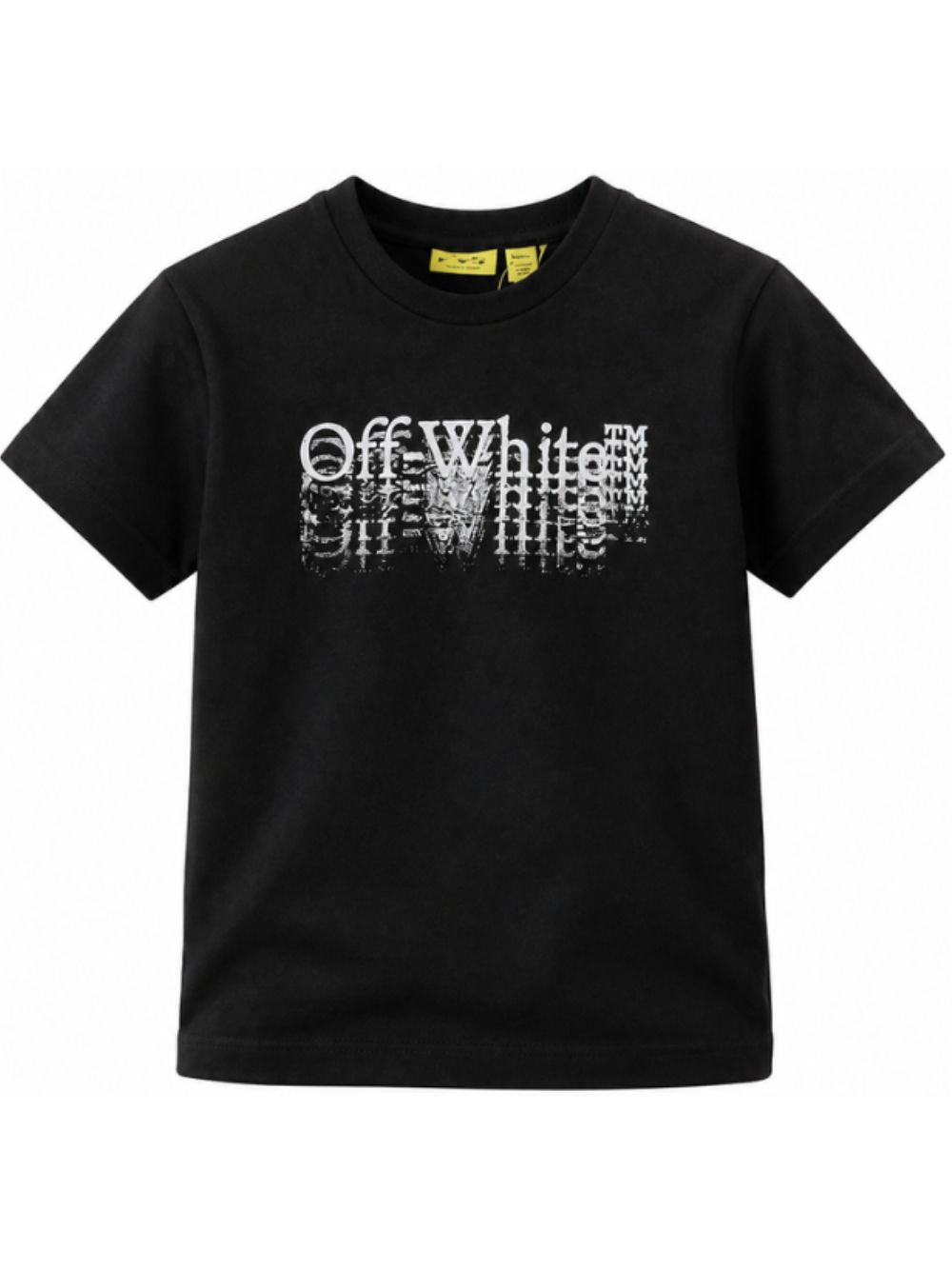 T-shirt per bambini Off-White Kids nera con logo sfocato 44BAA002F26J001 BLACK OFF WHITE KIDS