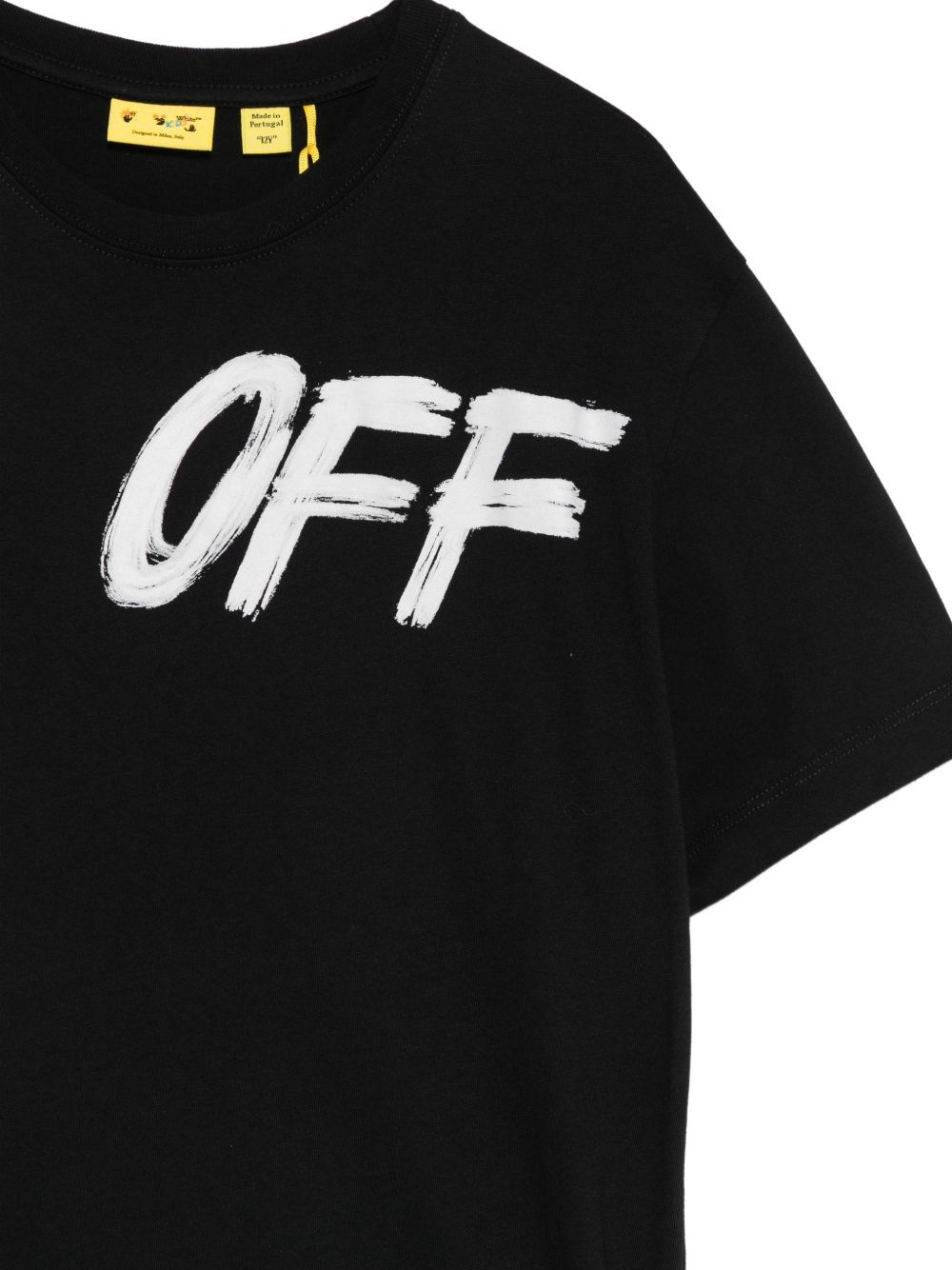 T-shirt per bambino Off-White Kids nera con logo sul petto 44BAA002F26J002 BLACK OFF WHITE KIDS