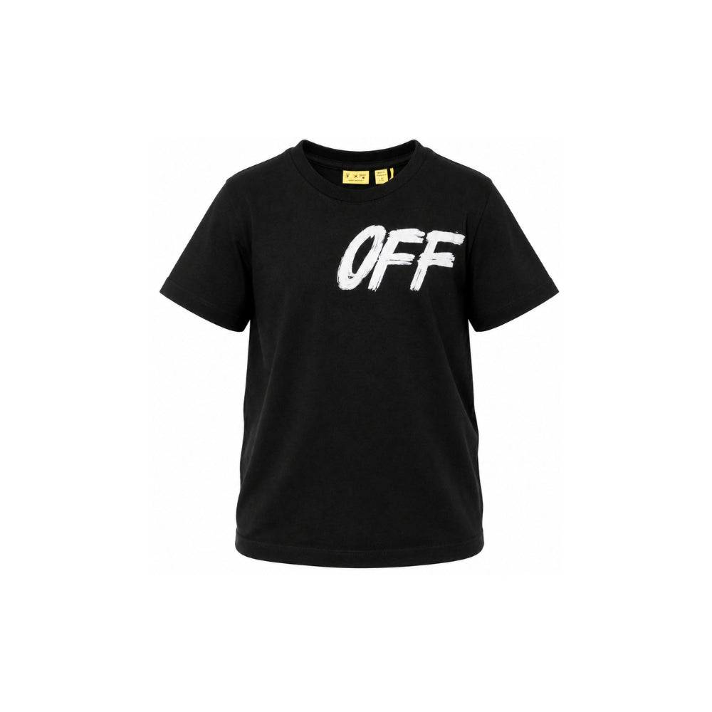 T-shirt per bambino Off-White Kids nera con logo sul petto 44BAA002F26J002 BLACK OFF WHITE KIDS