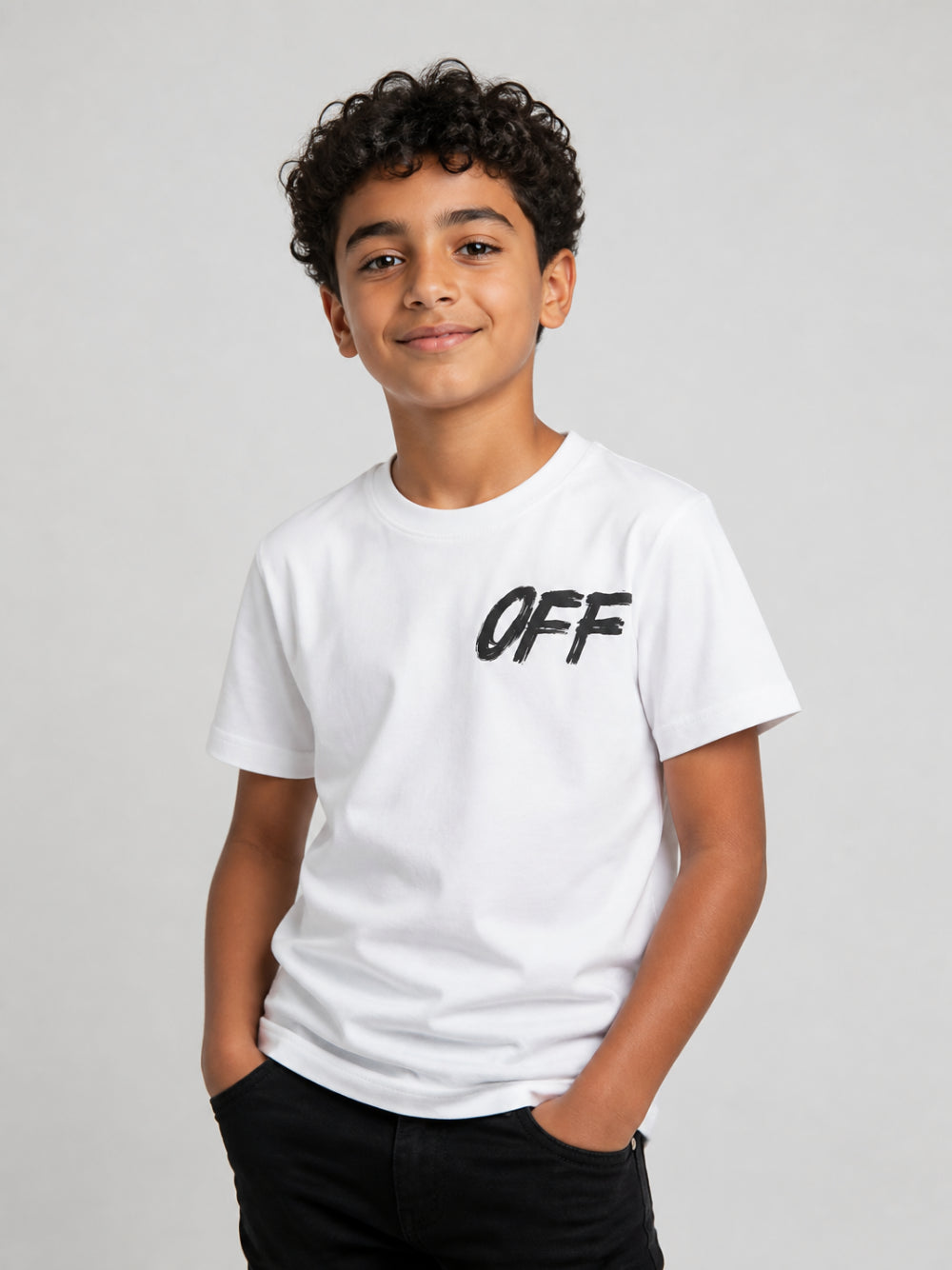 T-shirt per bambino Off White Kids bianca con stampa logo 44BAA002F26J002 WHITE OFF WHITE KIDS