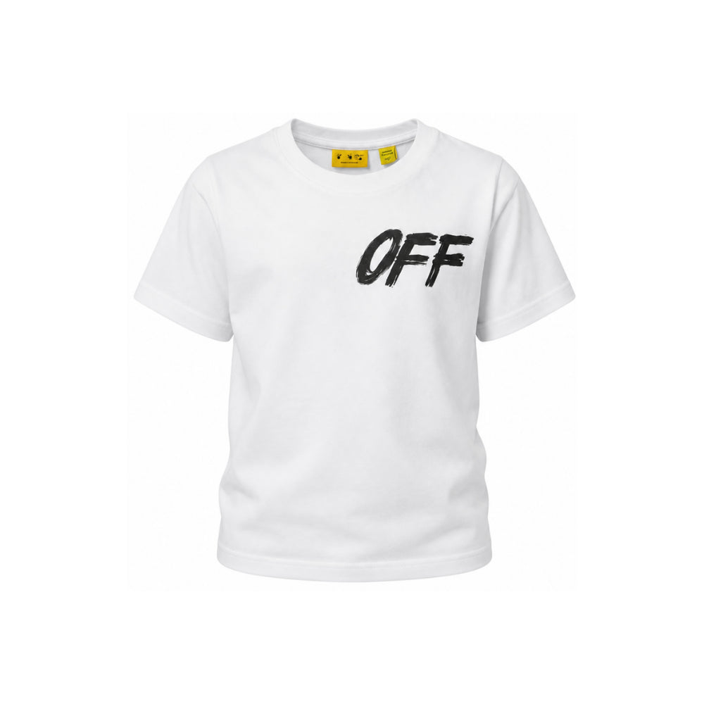 T-shirt per bambino Off White Kids bianca con stampa logo 44BAA002F26J002 WHITE OFF WHITE KIDS