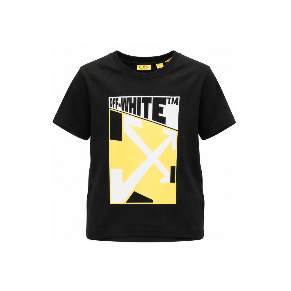 T-shirt per bambino Off-White Kids nera con logo sul davanti 44BAA002F26J006 BLACK OFF WHITE KIDS