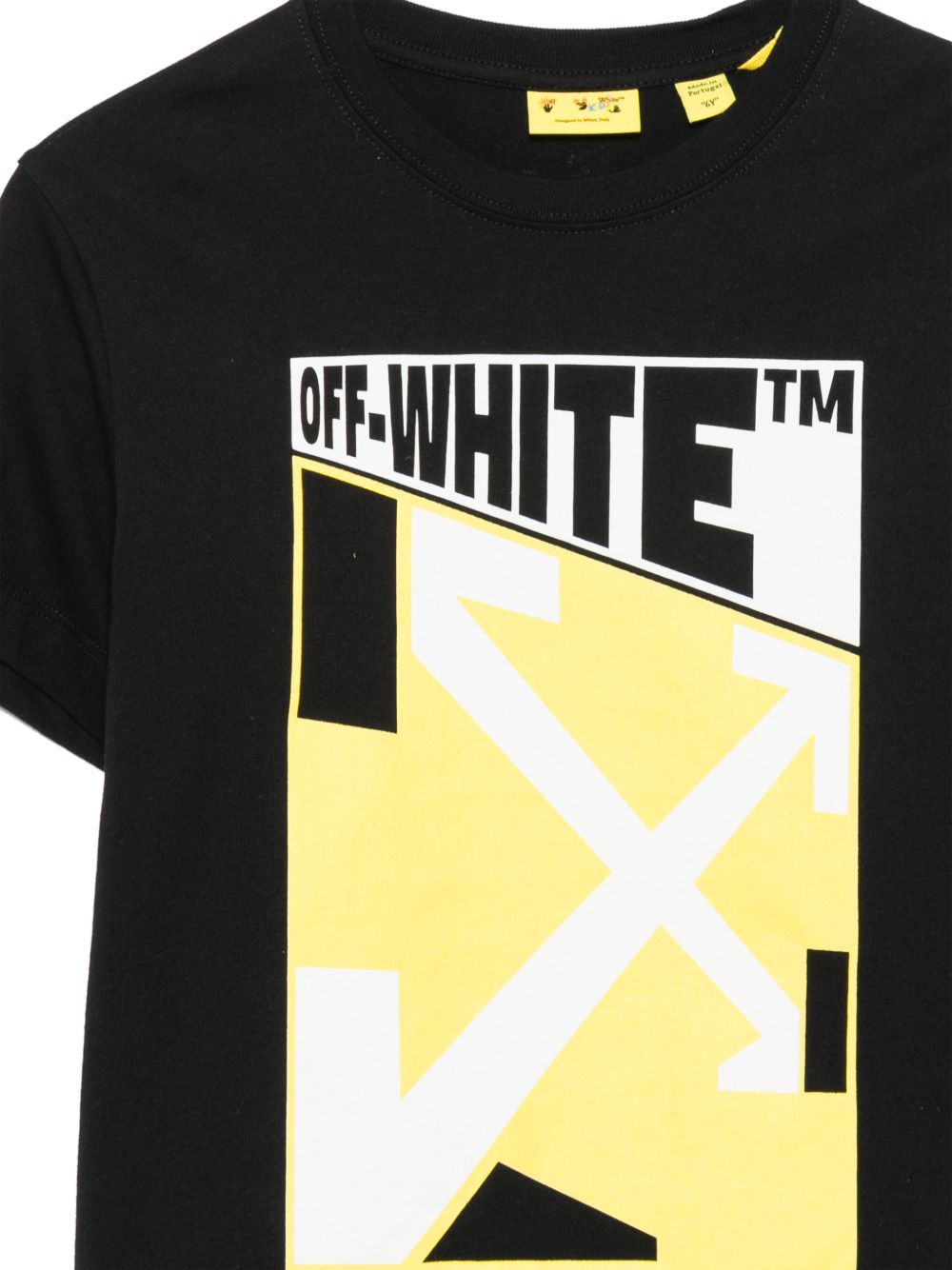 T-shirt per bambino Off-White Kids nera con logo sul davanti 44BAA002F26J006 BLACK OFF WHITE KIDS