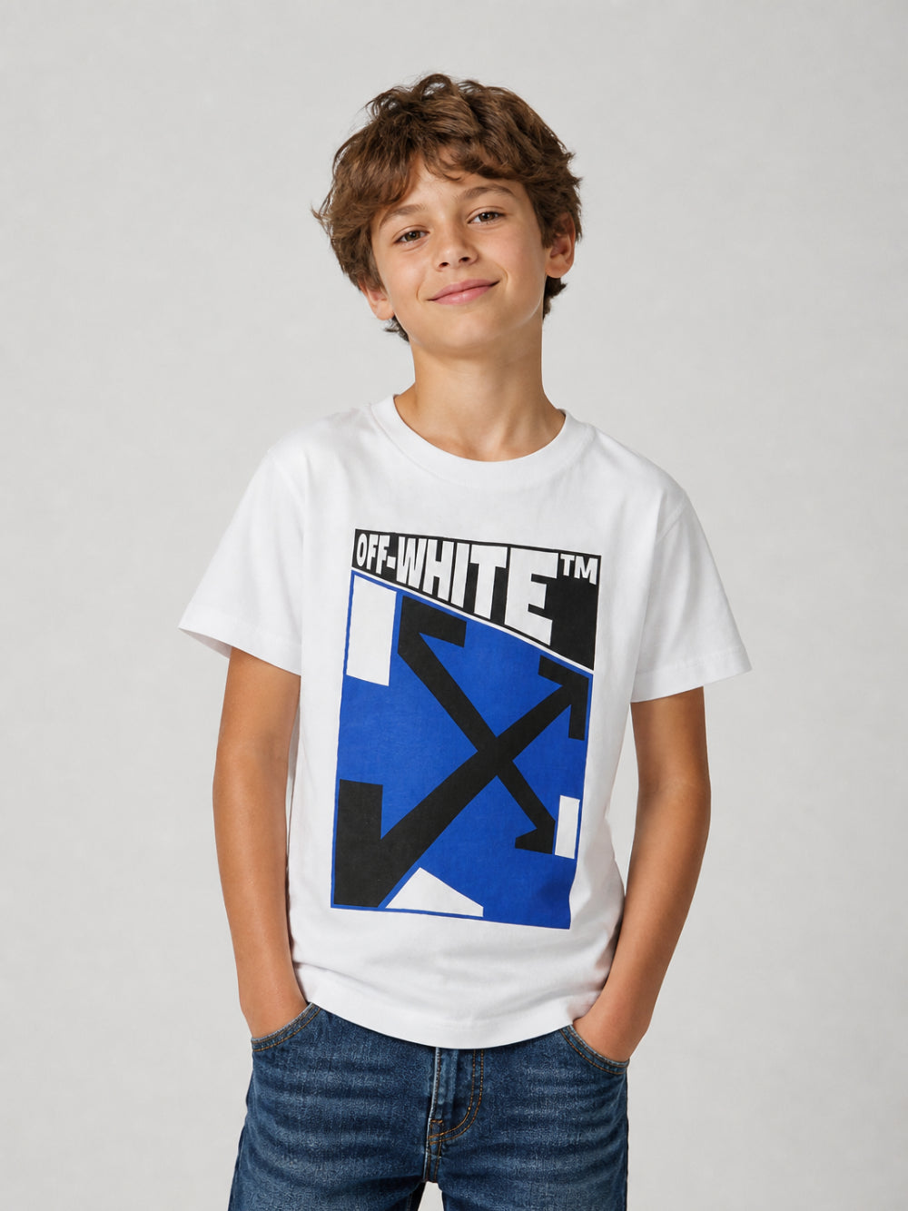 T-shirt per bambino Off White Kids bianca con stampa grafica 44BAA002F26J006 WHITE OFF WHITE KIDS